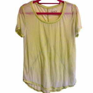 Marc New York Light Yellow Sheer Short Sleeve Top women’s M